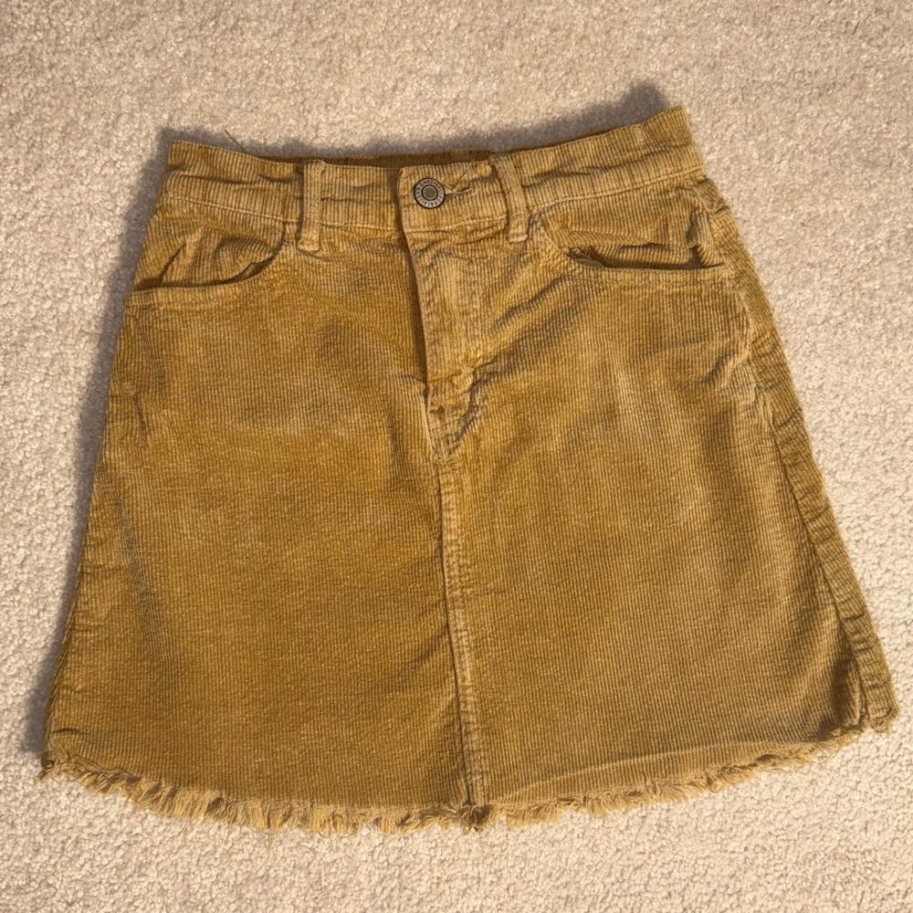 Brandy Melville Tan A-Line Corduroy Mini Skirt